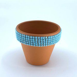 SKY BLUE Terra Cotta Pot ONLY Square diamond painting stones glued on one by one